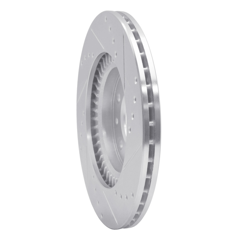 Mazda MX-5 Miata Brake Rotor (1) - Front Left - R1 Concepts - Drilled & Slotted - Silver - `06-`15